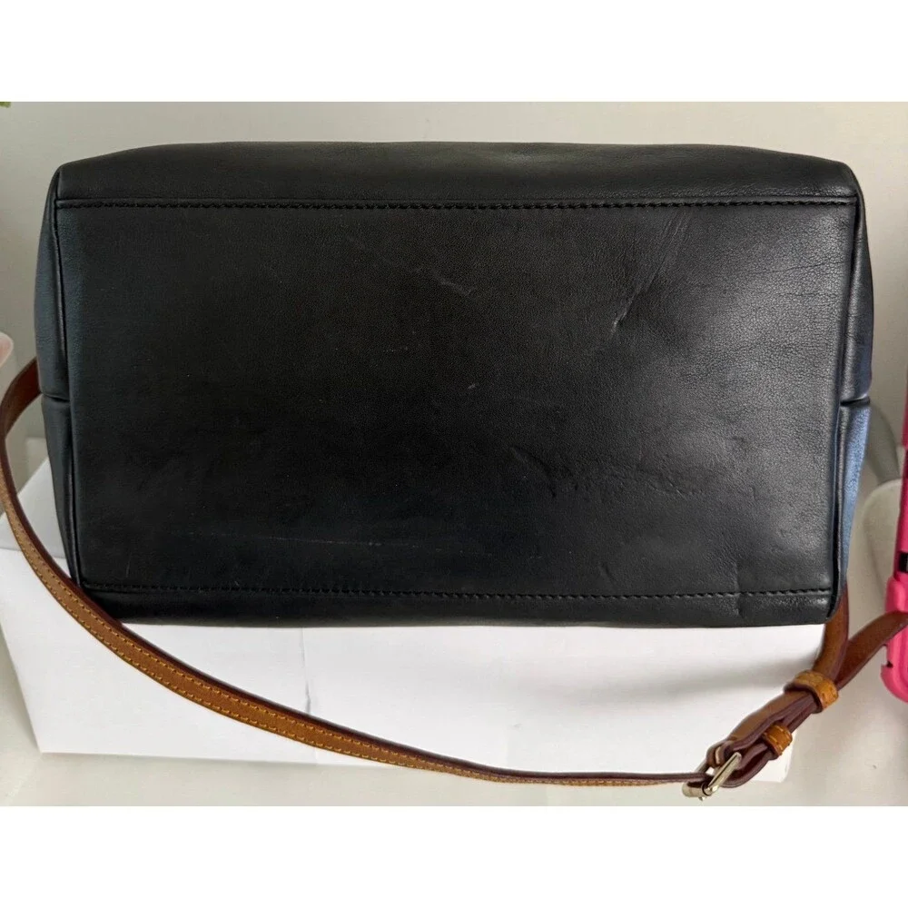 Dooney & Bourke Florentine Black/Brown Satchel Top Handle Zip Detachable Strap